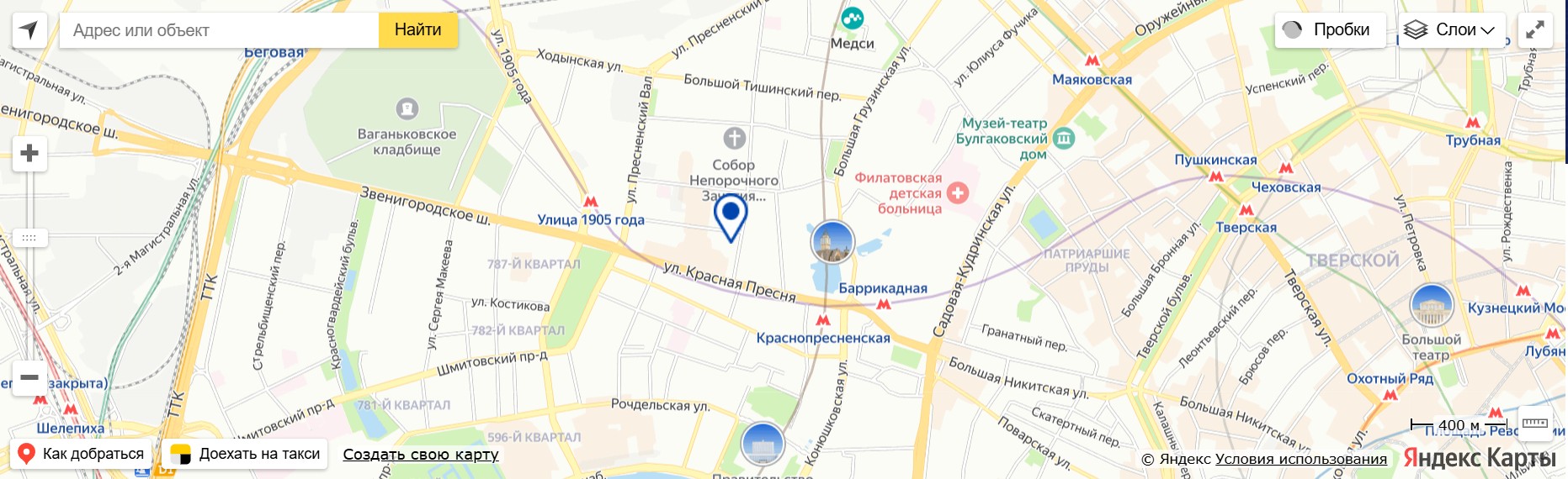 Карта проезда к стационару клиники